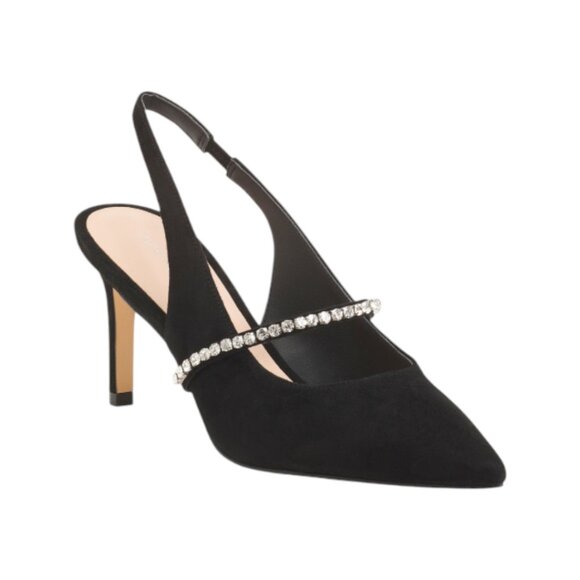 Stuart Weitzman Shoes - STUART WEITZMAN Suede Crystalne 75 Slingback Heels